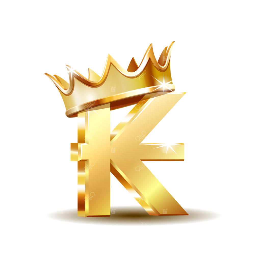 نماد ارز کیپ لائوس، علامت پول طلایی با تاج طلایی، بر روی زمینه سفید
