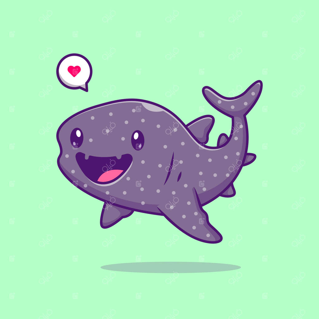 تصویر کارتونی بامزه کوسه پلنگی - آیکون وکتور. مفهوم آیکون طبیعت حیوانات به صورت وکتور پرمیوم. سبک کارتونی تخت