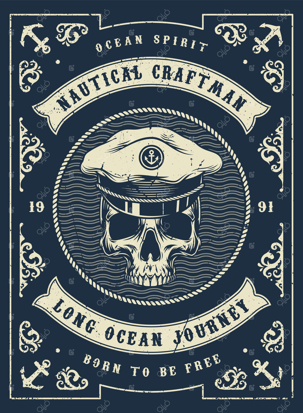 پوستر کلاسیک دریایی تک‌رنگ