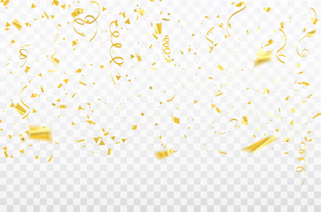 کاغذ رنگی‌ و روبان‌های طلایی جشن.