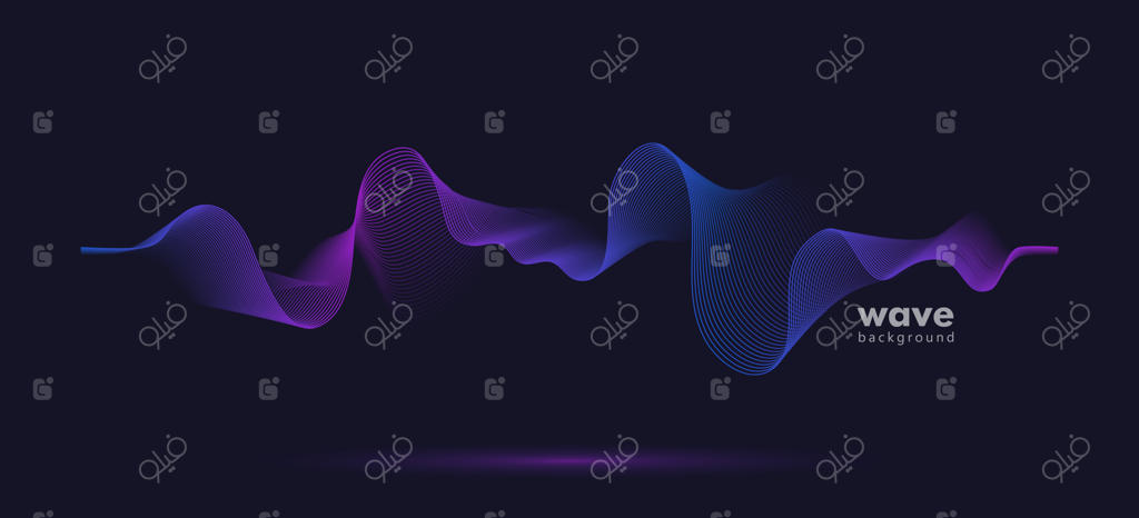 پس‌زمینه خط موجی متحرک با گرادیان صوت انتزاعی.