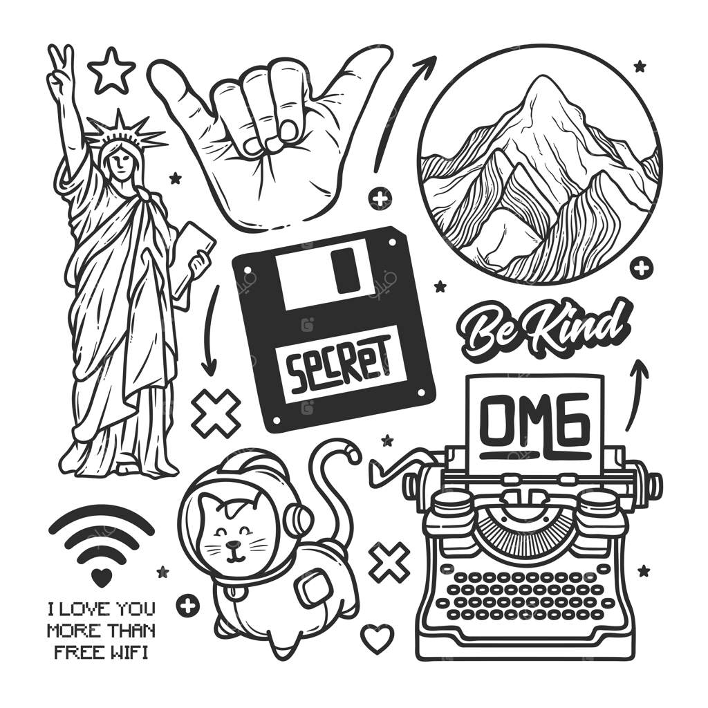 استیکرهای نقاشی شده دستی