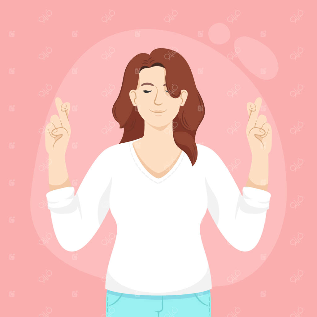 تصویر انگشت‌های صلیب شده، طراحی دستی