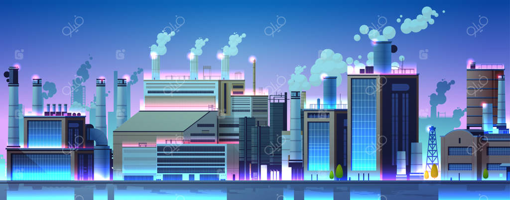 نیروگاه تولید انرژی با دودکش: ساختمان تولید برق و کارخانه صنعتی سنگین