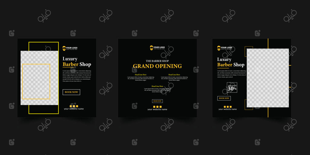 قالب بنر پست شبکه اجتماعی آرایشگاه مدرن مردانه