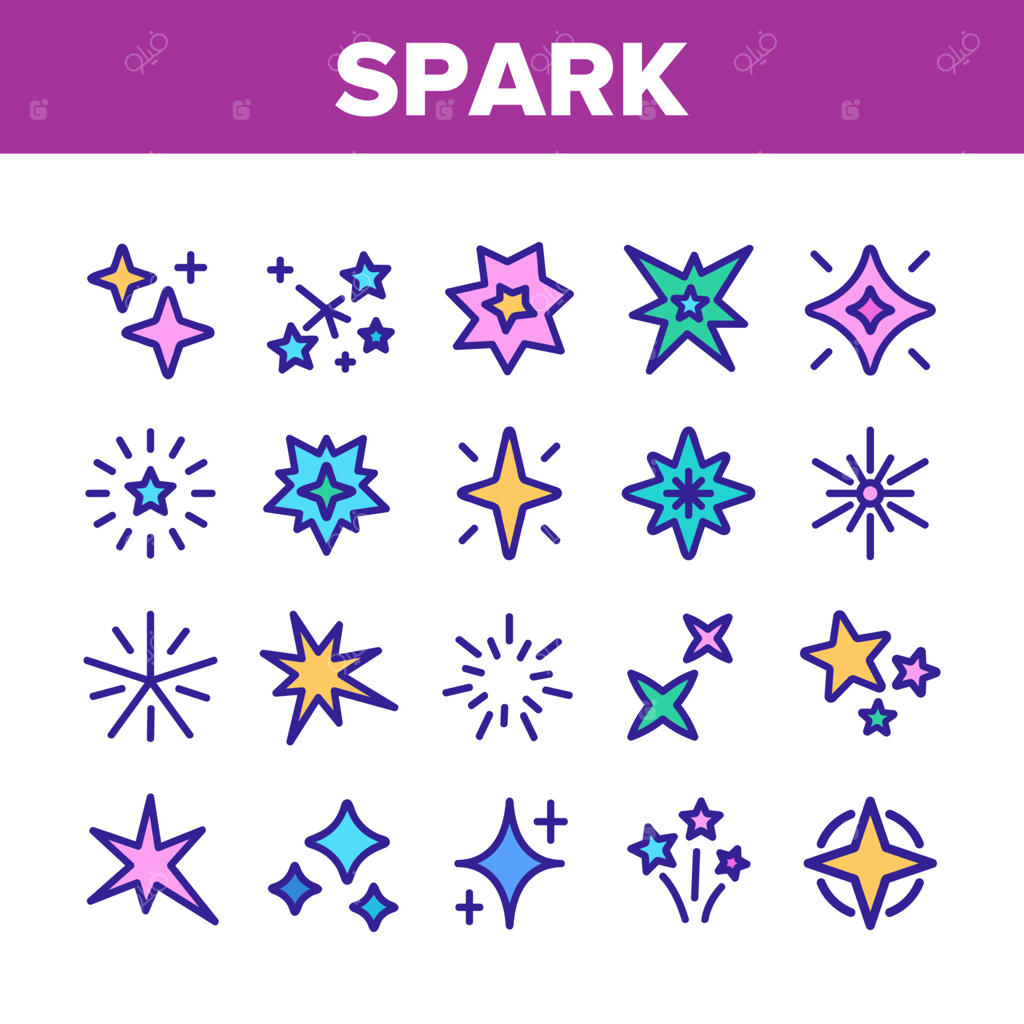 مجموعه آیکون‌های ستاره درخشش و تابش وکتور