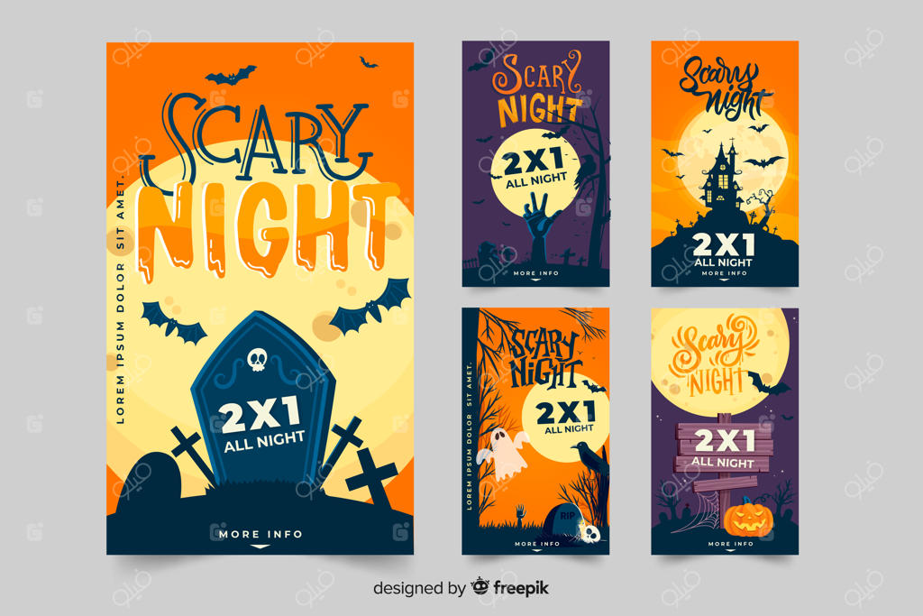 مجموعه پست های اینستاگرام هالووین با عناصر ترسناک