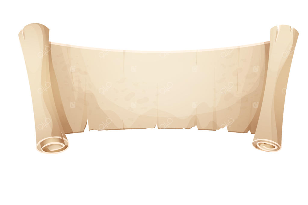 کاغذ پوستی: طومار قدیمی و باستانی، صفحه خالی نامه قرون وسطایی به سبک کارتونی در پس‌زمینه سفید. دارایی بازی، قاب فرسوده، دست‌نوشته. تصویر برداری