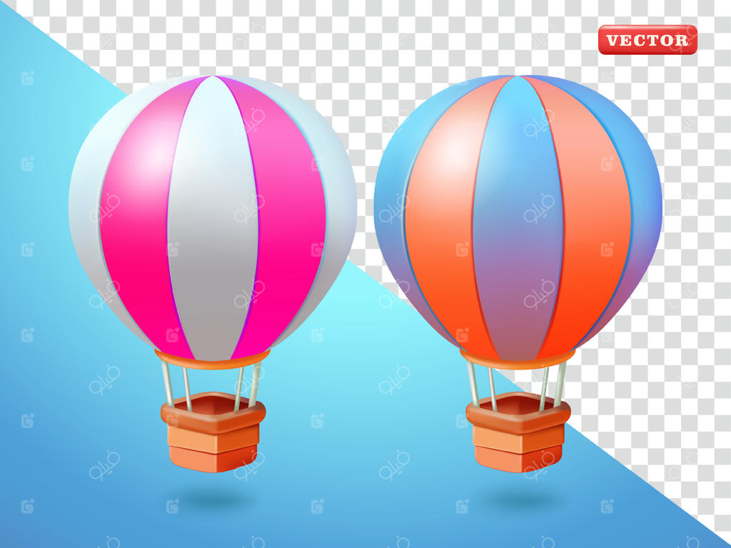 بالون هوای داغ سه‌بعدی، مناسب برای سفر و طراحی عناصر