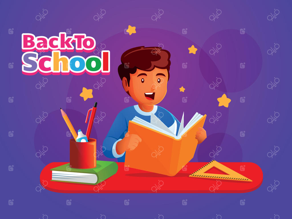 پسربچه در حال خواندن کتاب بازگشت به مدرسه