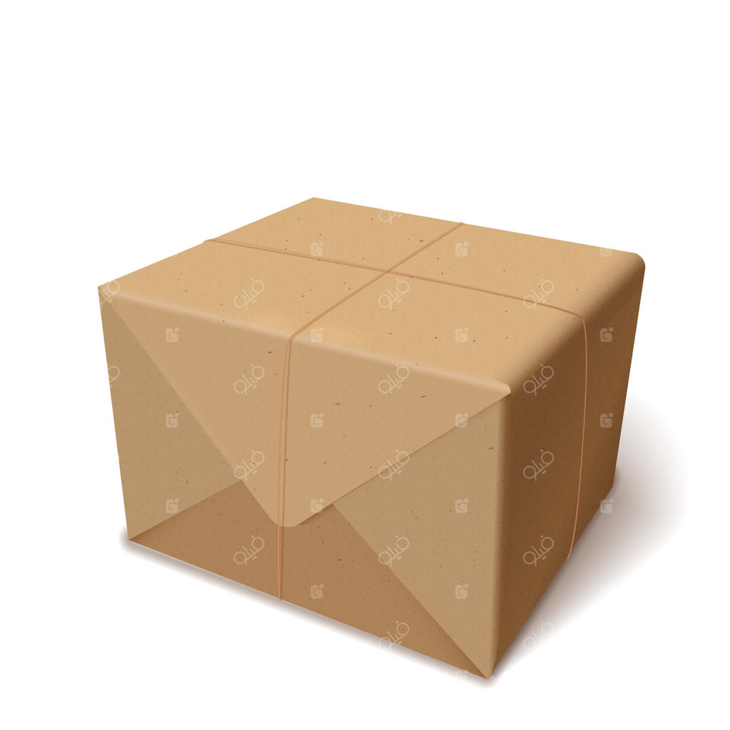 جعبه مقوایی واقعی یا بسته تحویل کاغذی بازیافتی روی پس‌زمینه سفید