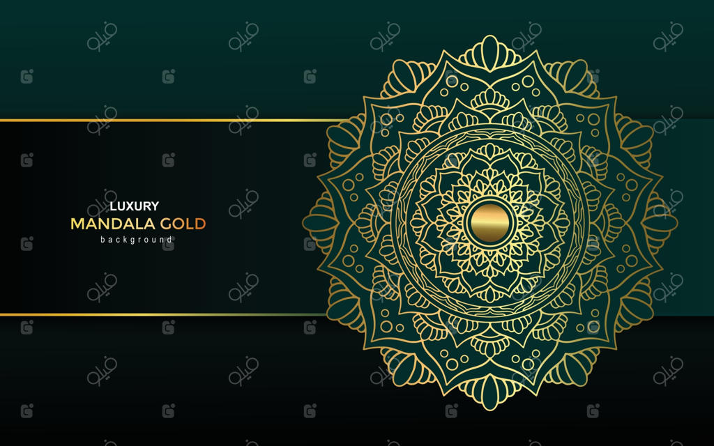 زمینه لاکچری ماندالا با طرح عربی طلایی - پرو وکتور