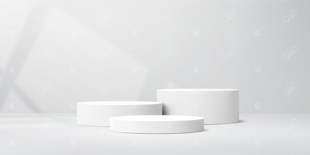 نمایش پایه‌های سفید مینیمالیستی برای دکوراسیون مدرن وکتور Pro