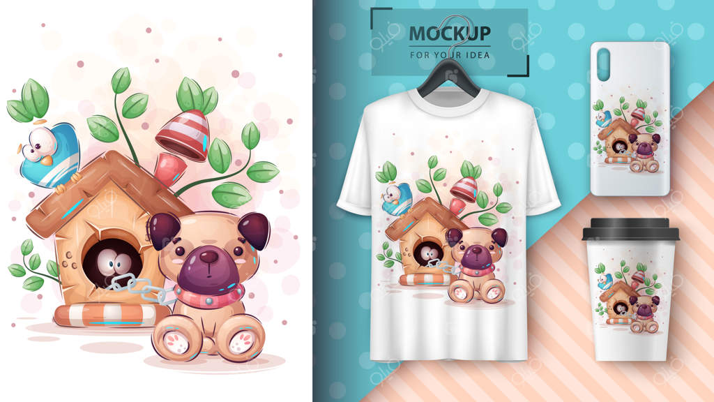 پوستر و محصولات سگ خانگی بامزه - وکتور EPS 10