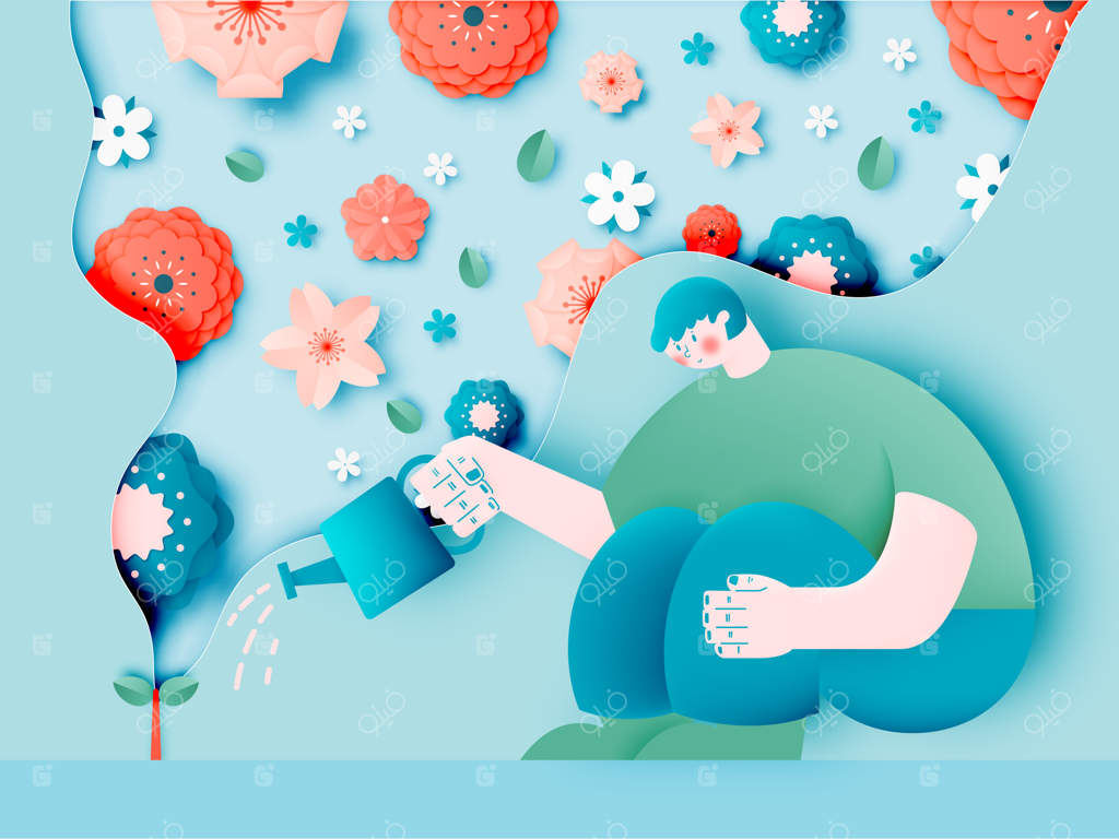 مردی که گل‌های باغچه می‌کارد