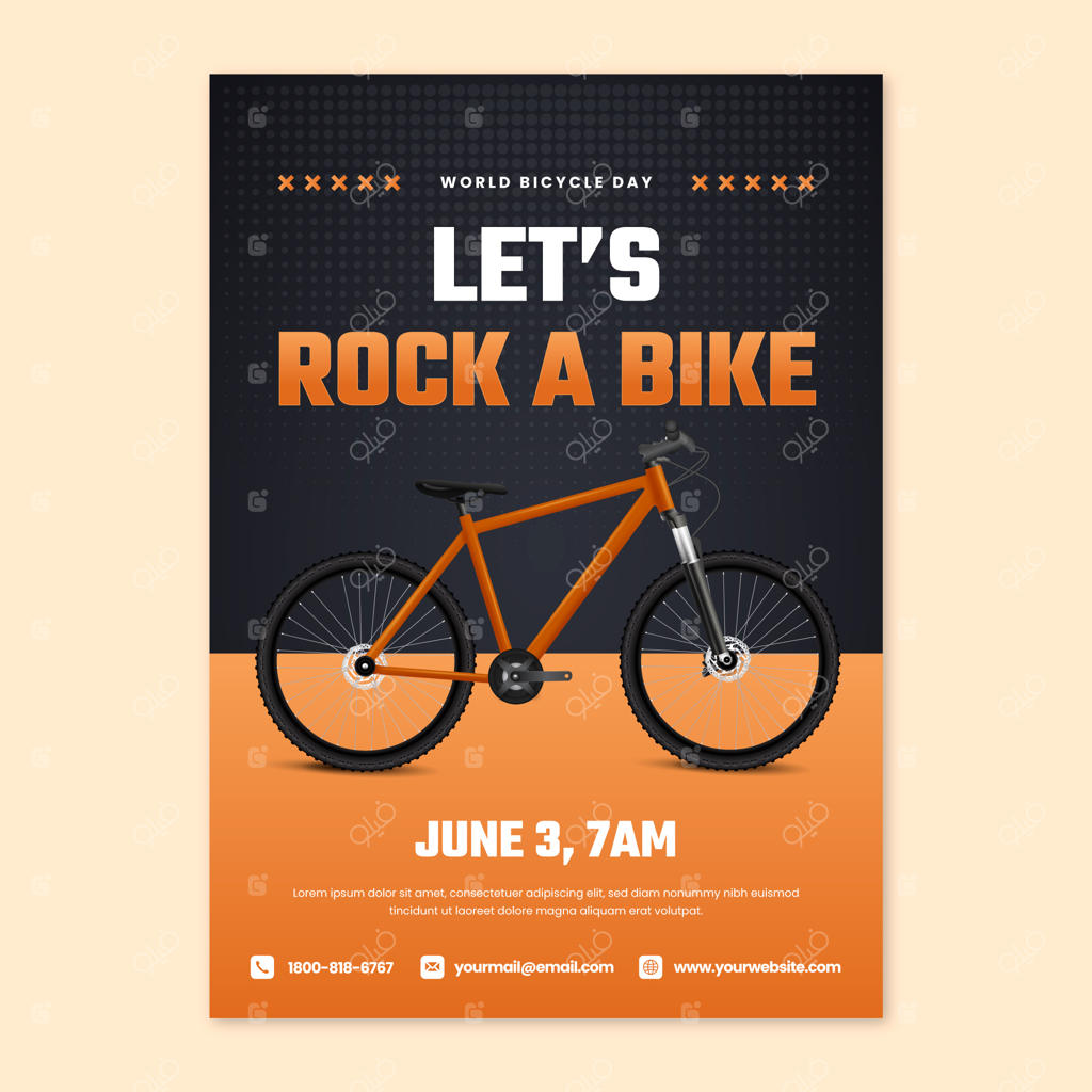 پترن پوستر عمودی برای جشن روز جهانی دوچرخه‌سواری