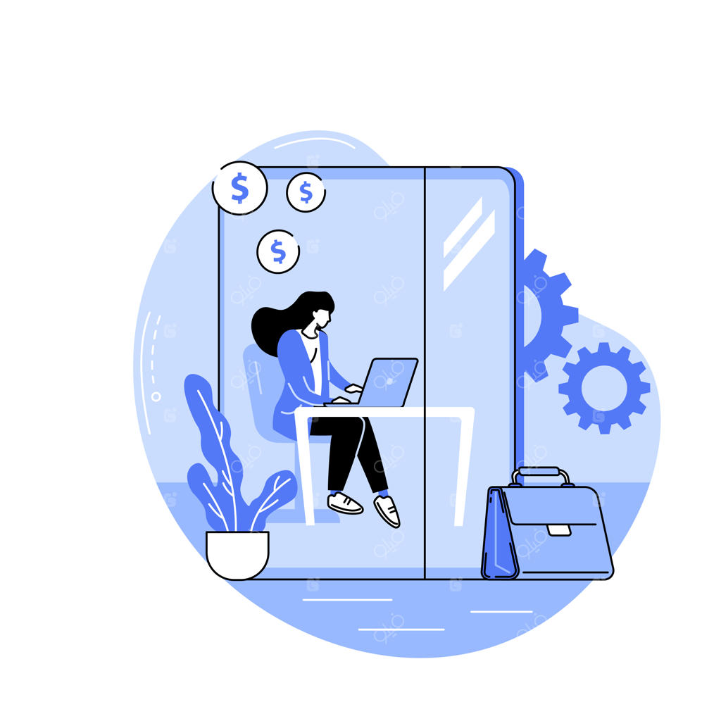 تصویرسازی‌های وکتور کارتونی میز کار ایزوله