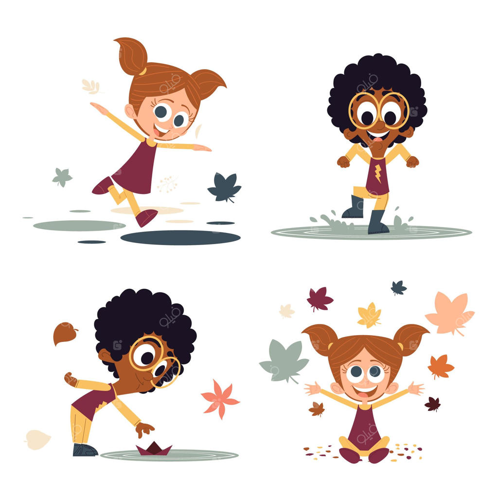 نقاشی دستی از مردم در پاییز