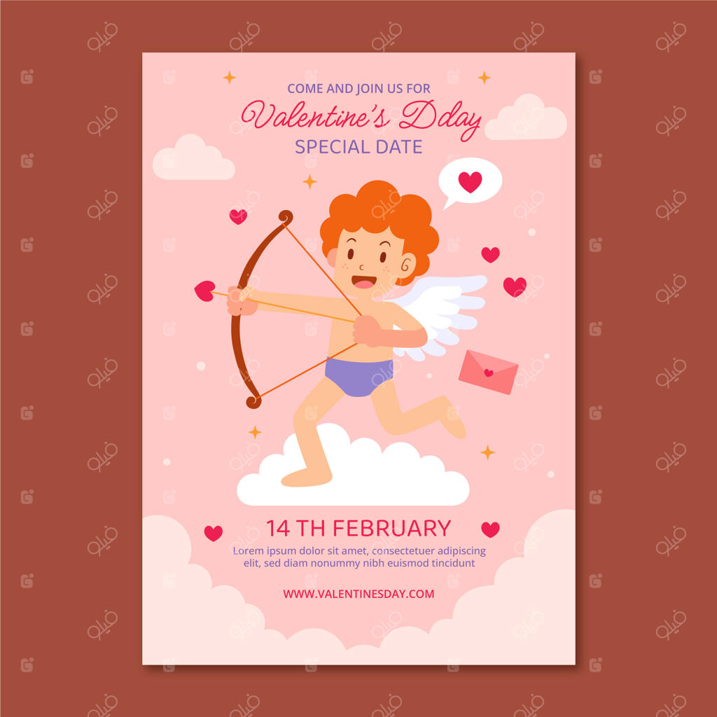 قالب بروشور عمودی جشن روز ولنتاین ساده