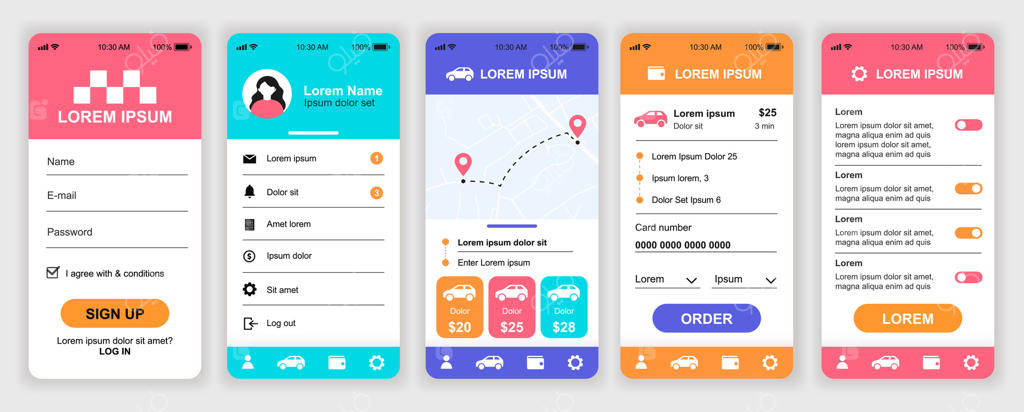 بررسی طراحی رابط کاربری اپلیکیشن‌های خدمات خودروی مدرن به صورت وکتور حرفه‌ای