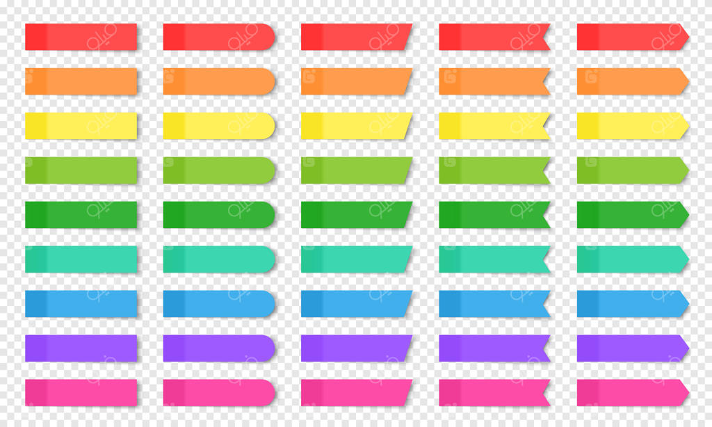 مجموعه‌ای از یادداشت‌های چسبان رنگی و واقعی جداگانه