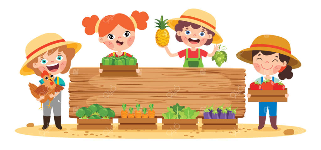 صحنه مزرعه با کودکان کارتونی