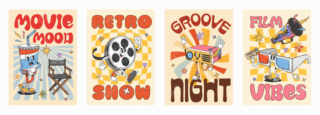 پوسترهای فیلم‌های هیپی و سینمای رetro