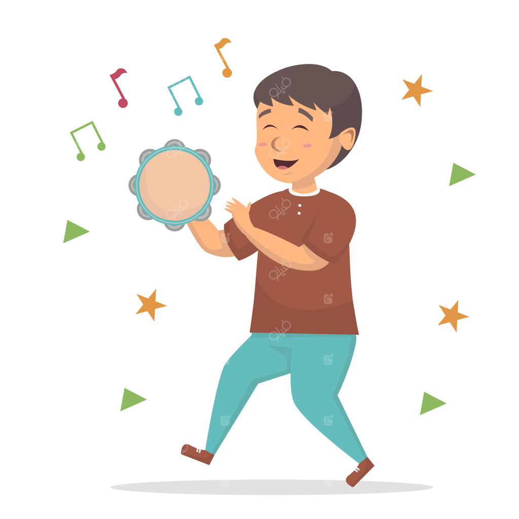 تصویر پسر بچه بانمک در حال بازی با دایره زنگی