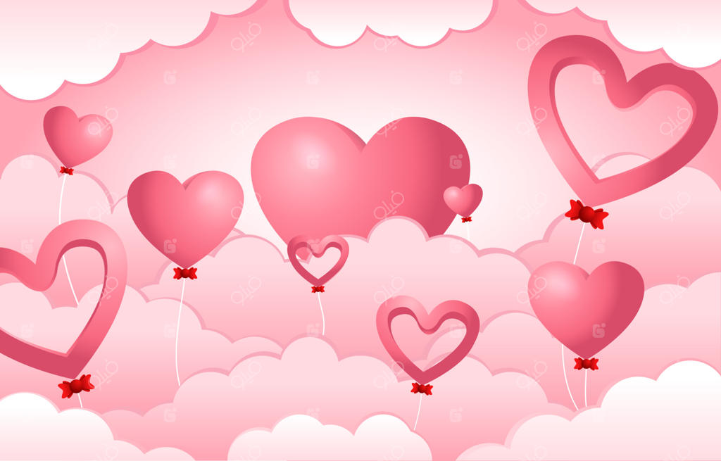 قلب صورتی در پس‌زمینه ابرها