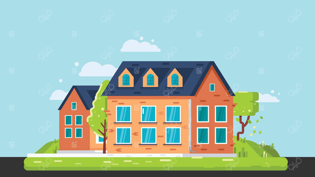 خانه‌ای به سبک آمریکایی با باغ وسیع و درختان و حیاط پشتی، سبک زندگی آرام و حومه‌ای را به تصویر می‌کشد