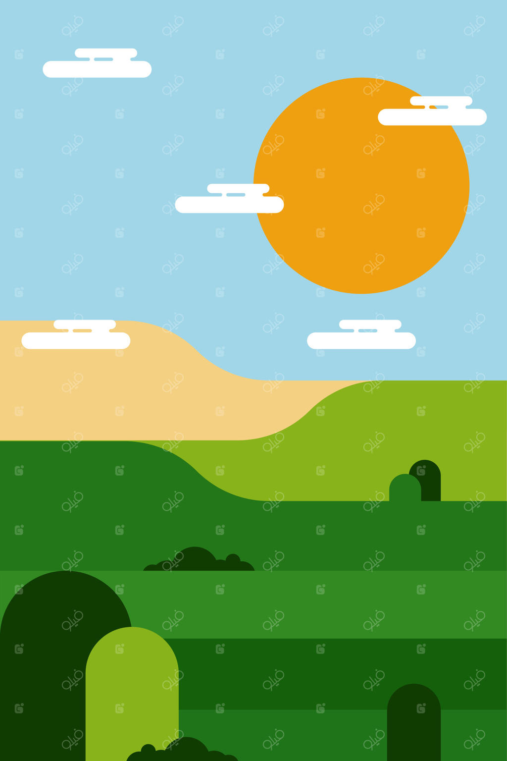 هنر دیواری منظره طبیعت انتزاعی و مینیمال به سبک تخت