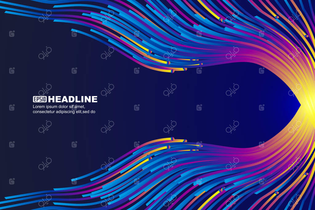 خطوط موج‌دار رنگی دارای پس‌زمینه فنی با بردار فضایی هستند.