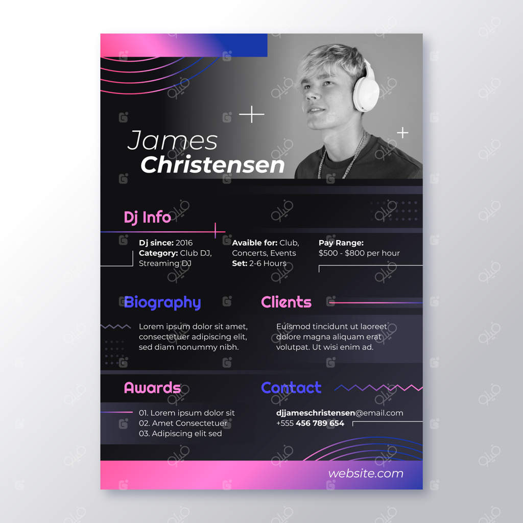 قالب رزومه با طراحی طیف رنگی