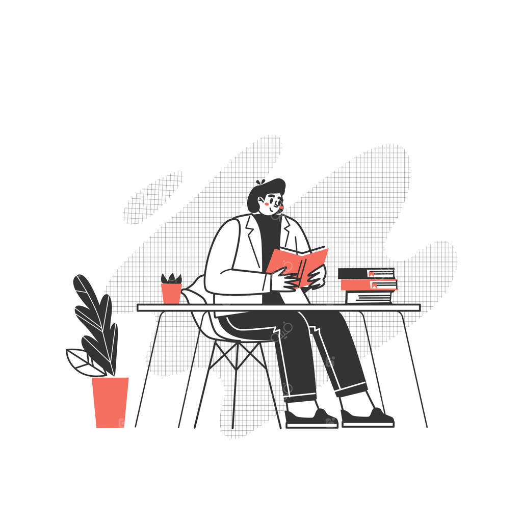 شخصیت مشغول خواندن کتاب است. مردی که به ادبیات علاقه‌مند است و عاشق خواندن نوشته‌های مدرن می‌باشد.