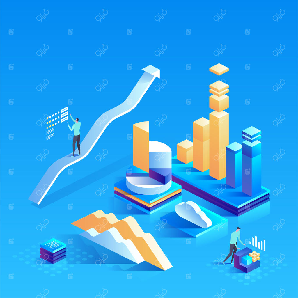 تحلیل داده‌ها برای وب‌سایت و نسخه موبایل: ساده برای ویرایش و شخصی‌سازی با طراحی مدرن و ایزومتریک