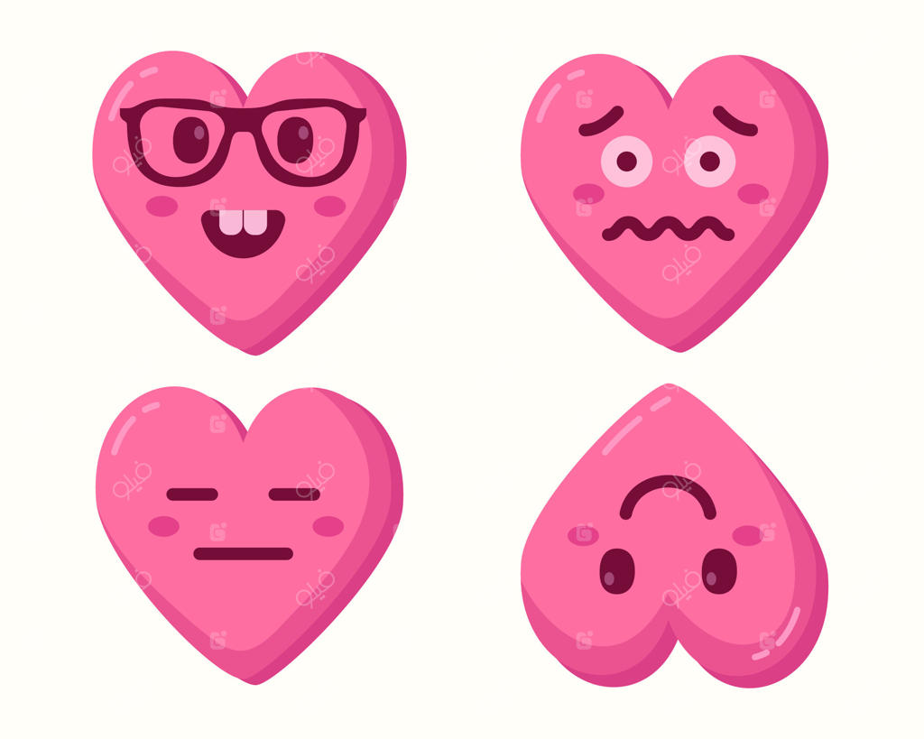 مجموعه آیکون‌ و شکلک‌های قلب زیبا