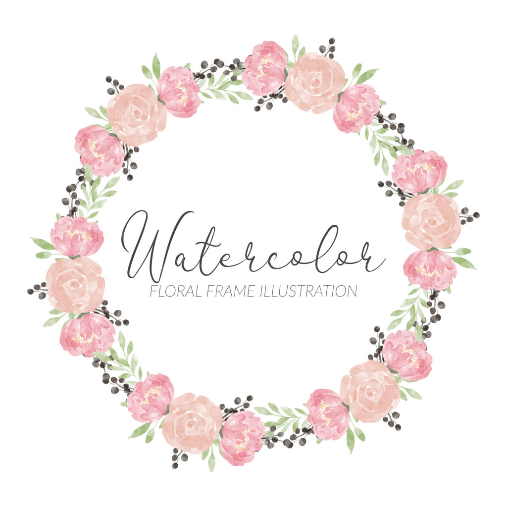 حلقه گل آبرنگی دست‌ساز با رنگ‌های ملایم