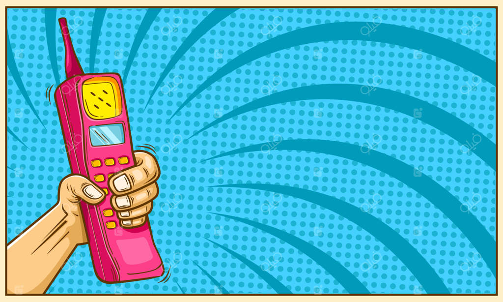 تصویر برداری کارتونی تماس تلفنی قدیمی