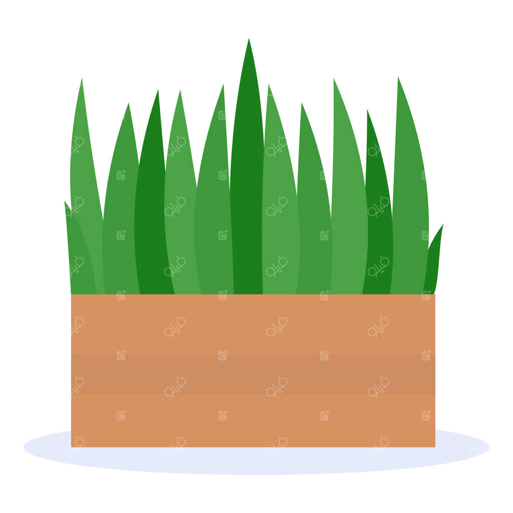 تصویری از چمن سبز در گلدانی مستطیل شکل چوبی، مناسب برای طراحی باغ و فضاهای بیرونی.