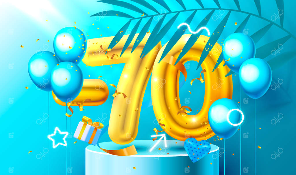 تخفیف ویژه: ترکیب خلاقانه نماد طلایی فروش با اجسام تزئینی و بادکنک‌های قلبی شکل...