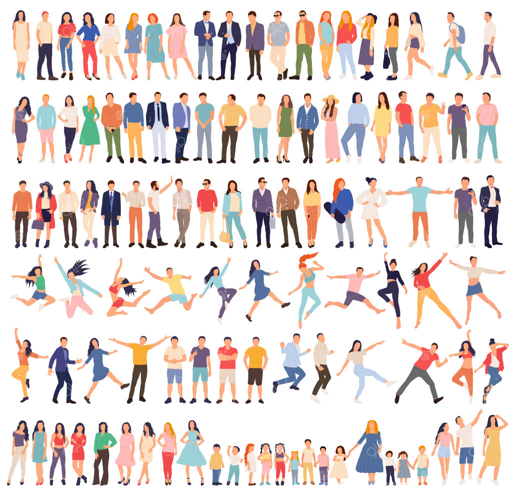 مجموعه وکتور کاراکترهای انسانی به سبک فلت