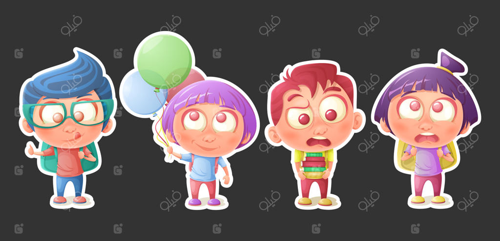 مجموعه استیکر دانش‌آموزان دختر و پسر