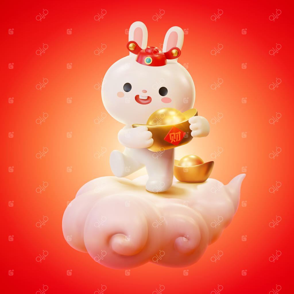 خدای ثروت به شکل خرگوش بامزه سه‌بعدی