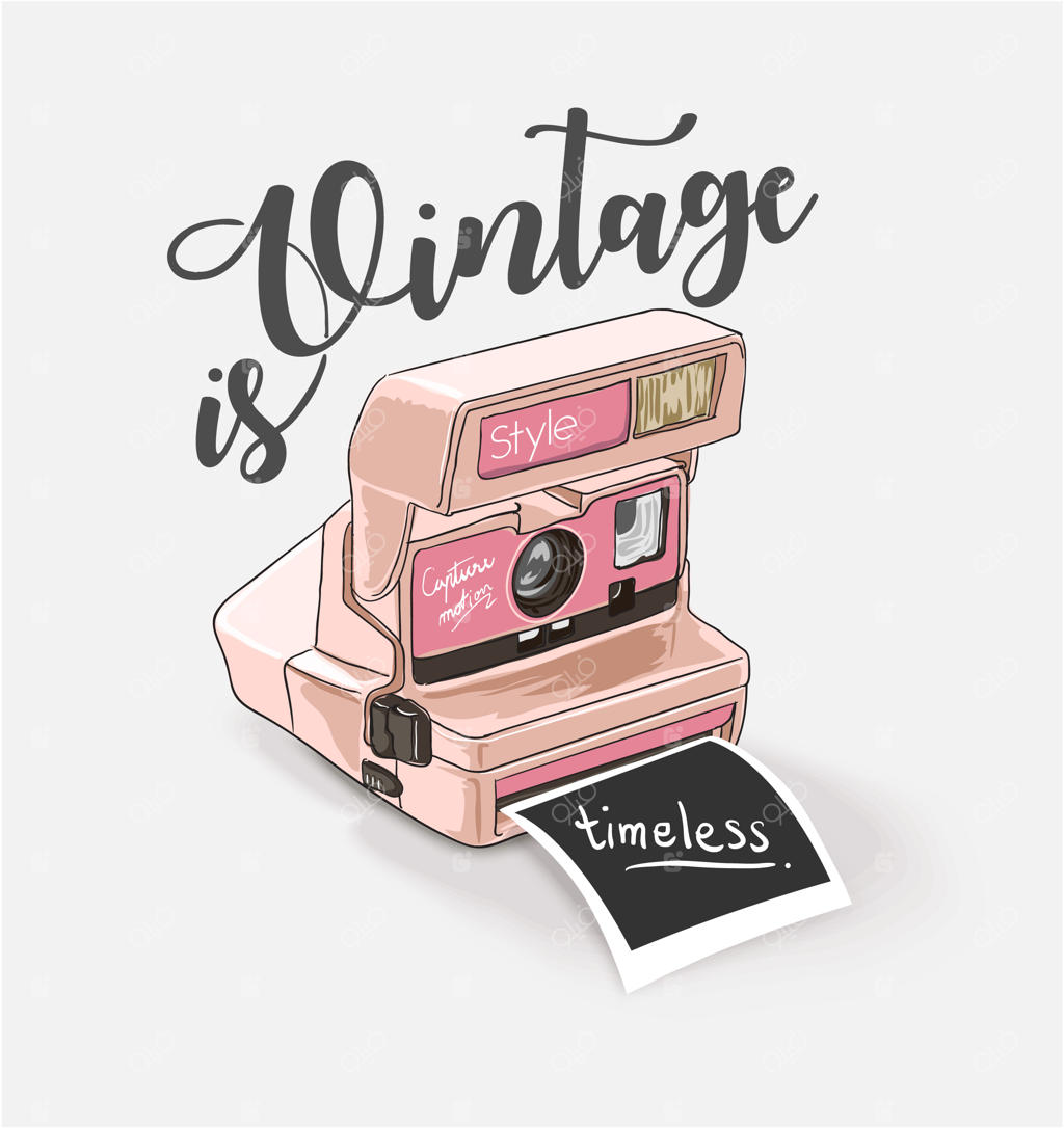 تصویرسازی دوربین قدیمی همراه با شعار