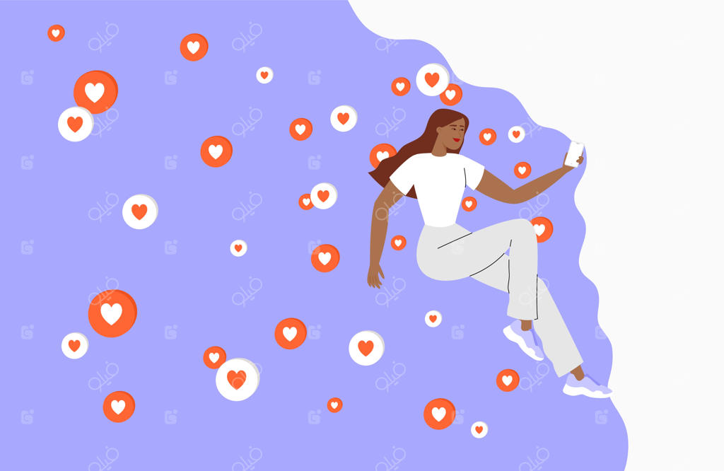 دختری که به‌عنوان تأثیرگذار یا مدیر شبکه‌های اجتماعی به‌طور فعال وبلاگ را در رسانه‌های اجتماعی ترویج می‌کند.