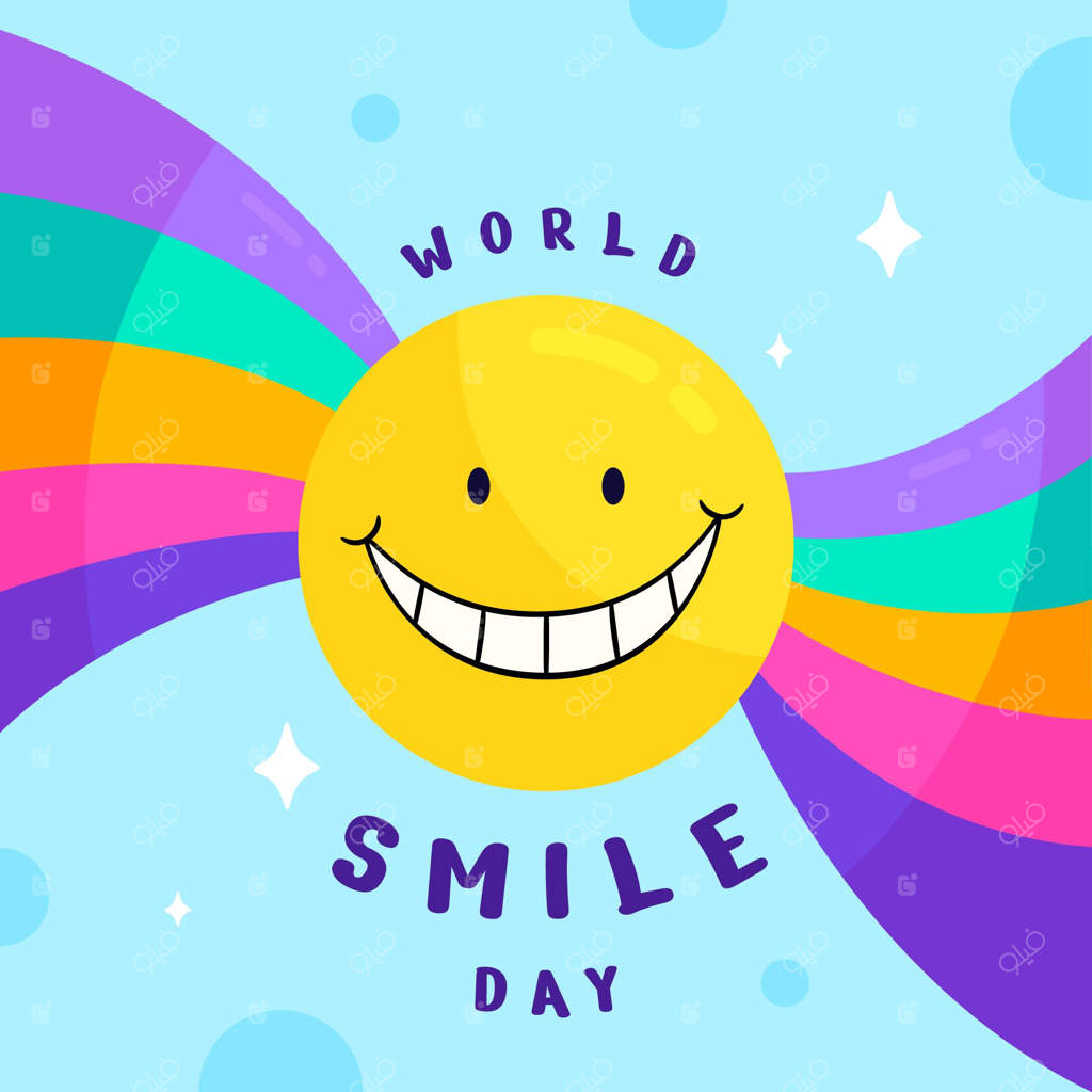 تصویرسازی روز جهانی لبخند به صورت نقاشی دستی