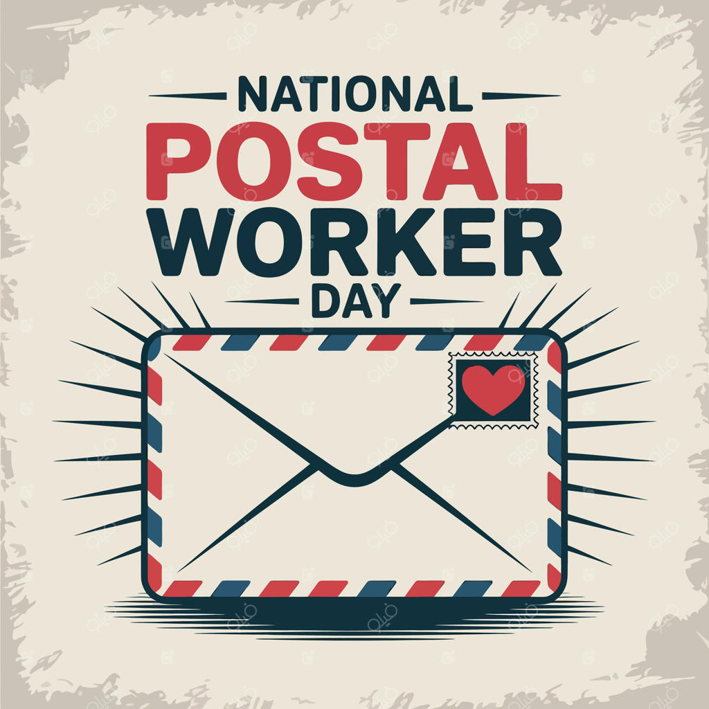 طرح مفهومی ادای احترام به روز ملی کارکنان پست با قلب و پاکت