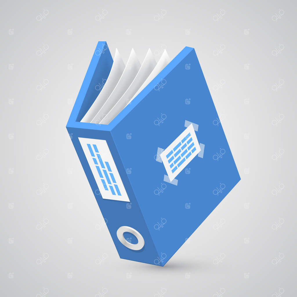 شیء هنری کاغذی: پوشه آبی. تصویر برداری