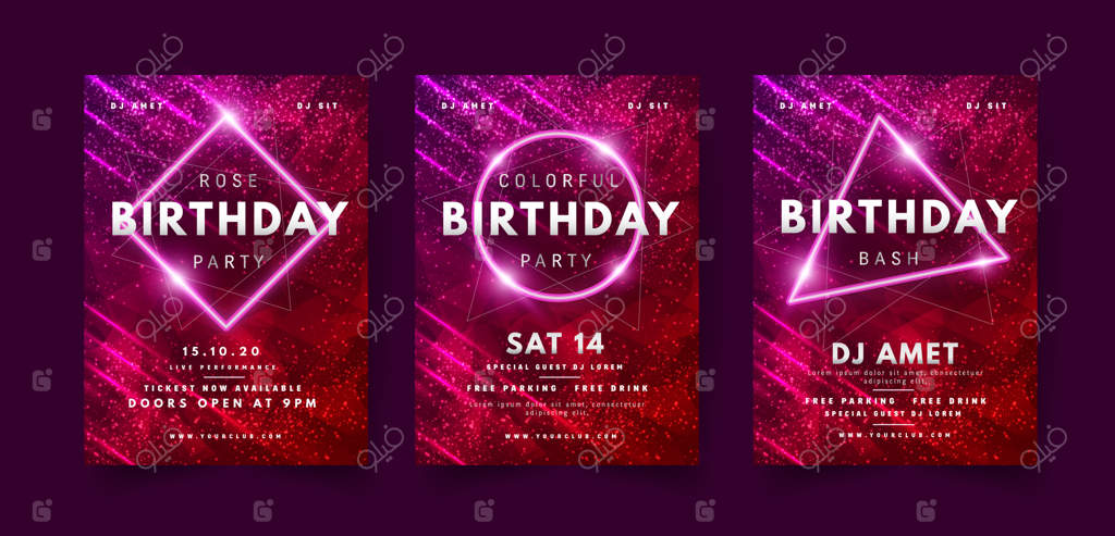 مجموعه تراکت‌های تولد به سبک مدرن با طراحی درخشان