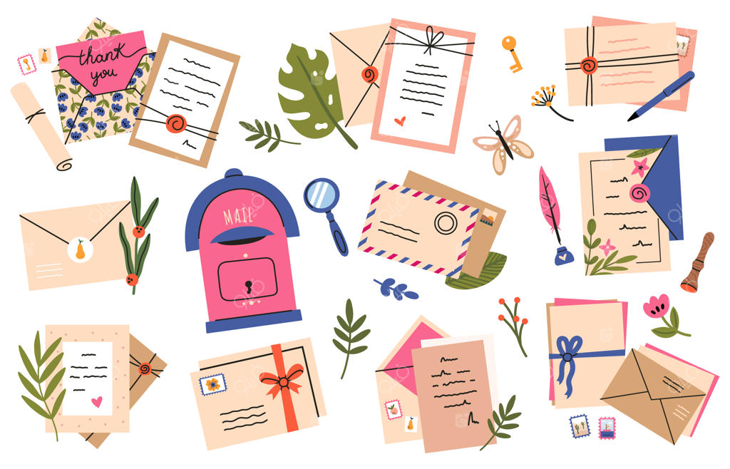 پاکت‌ها و کارت‌های پستی؛ کارت‌پستال‌ها، نامه‌های کاغذی هنری و تمبرهای بامزه، ارسال نامه